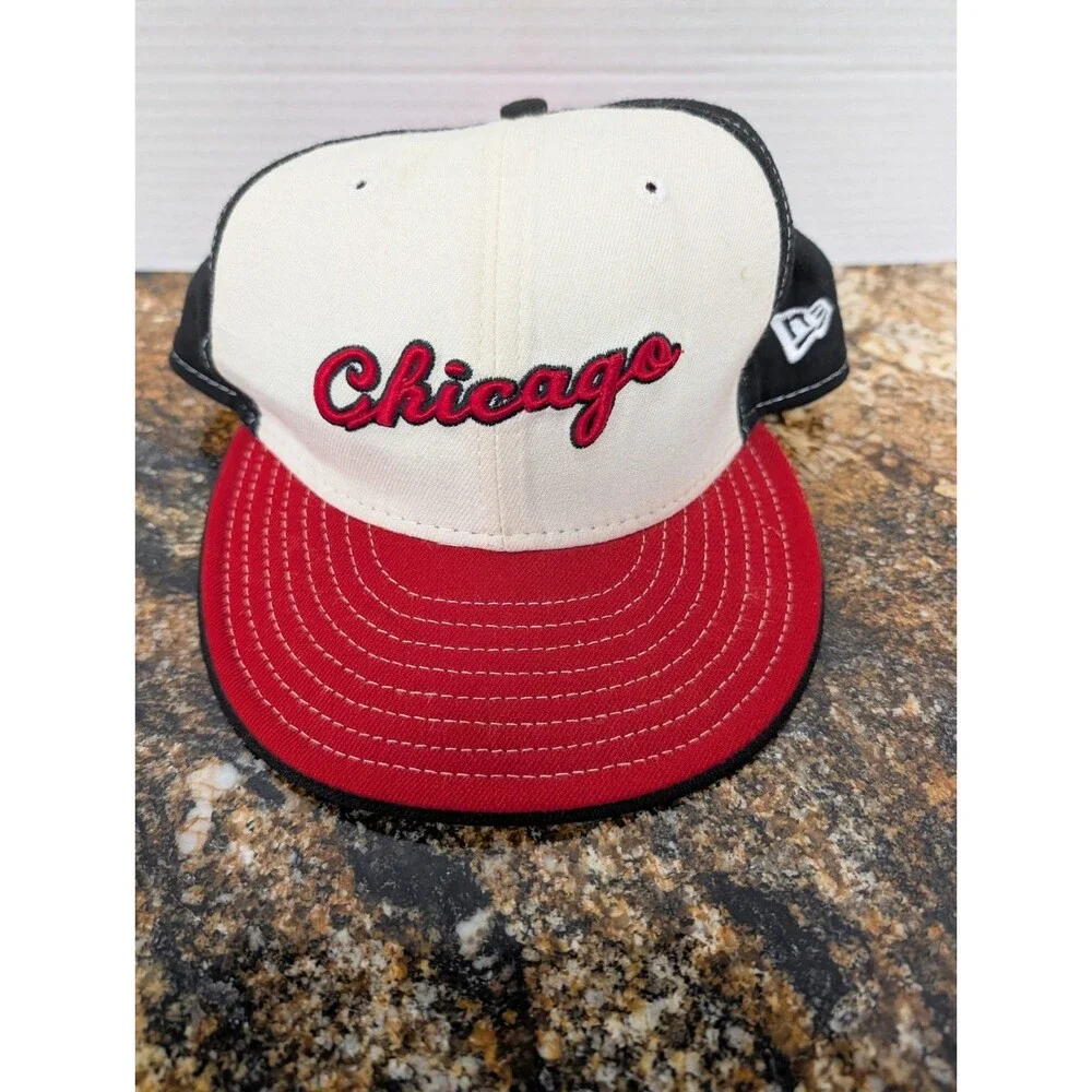 Chicago Bulls Script Hardwood Classics New Era 59Fifty Fitted Hat Size 7 1/2